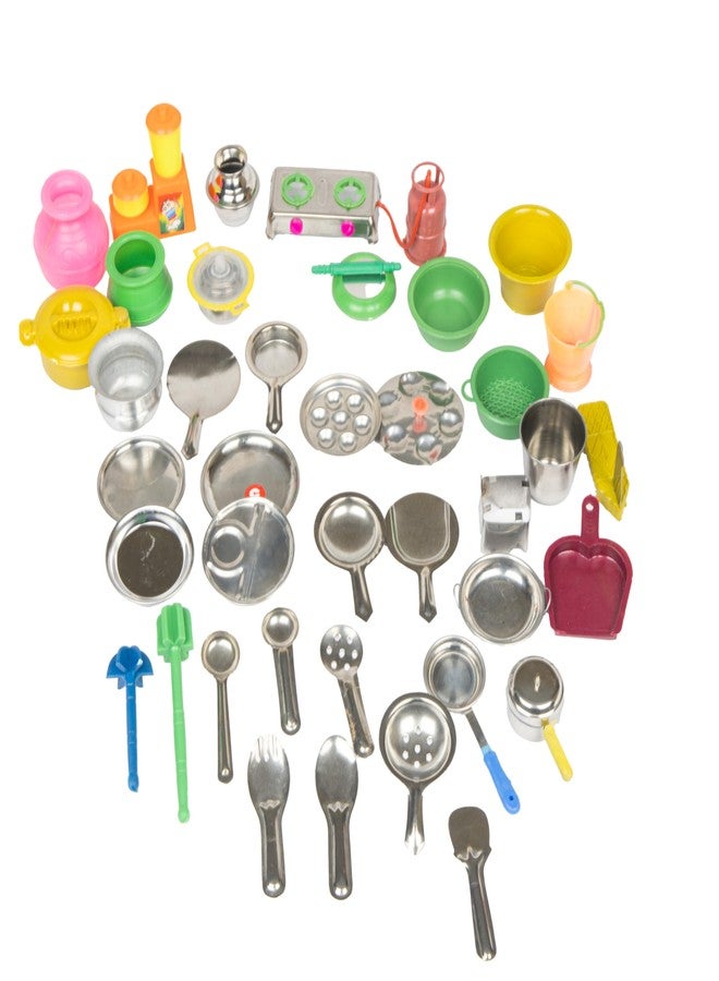 Poppet Miniature Kitchen Set for Kids with Realistic Cooking Set for Kids Girls - Durable Steel Kitchen Set for Kids Girl for Fun Pretend Play Toys for Girls and Mini Kitchen Set Playtime - Image 1